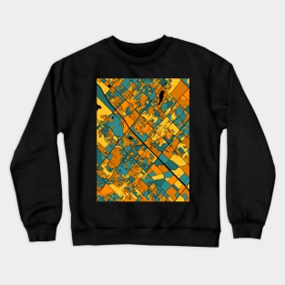 Brampton Map Pattern in Orange & Teal Crewneck Sweatshirt